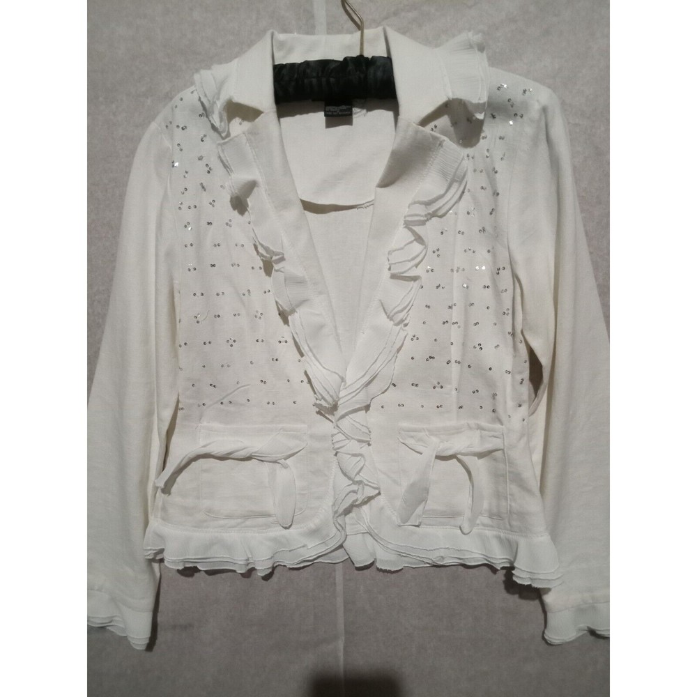 SILK LAND Women's White Jacket  Size 4 (1127)